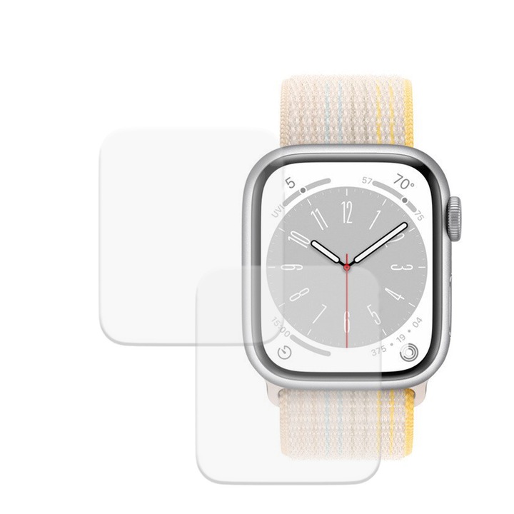 Комплект от 2 x фолио, съвместимо с Apple Watch 8 41 mm, Commando Shield Full Glue, регенерируем силиконов хидрогел, Anti-shock и против счупване, SlimLine NanoShield, Transparent
