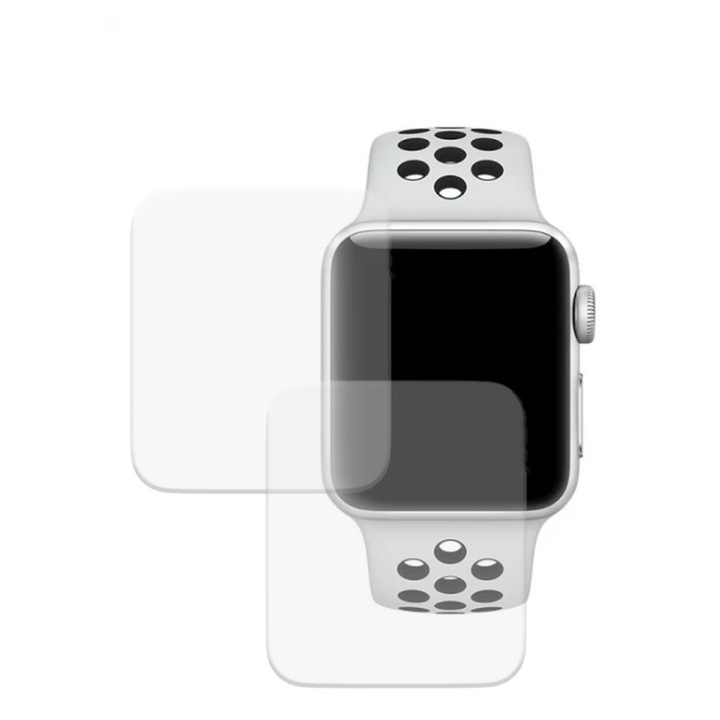 Комплект от 2 x фолио, съвместимо с Apple Watch SE 44 mm, Commando Shield Full Glue, регенерируем силиконов хидрогел, Anti-shock и против счупване, SlimLine NanoShield, Прозрачен