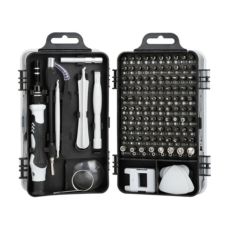 Set 115 mini surubelnite de precizie, Yatovur, Otel, Argintiu