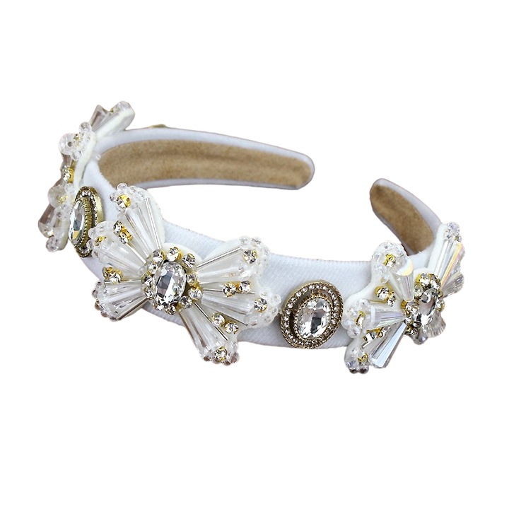 Bentita alba, cu pietre si cristale, Iljas C1