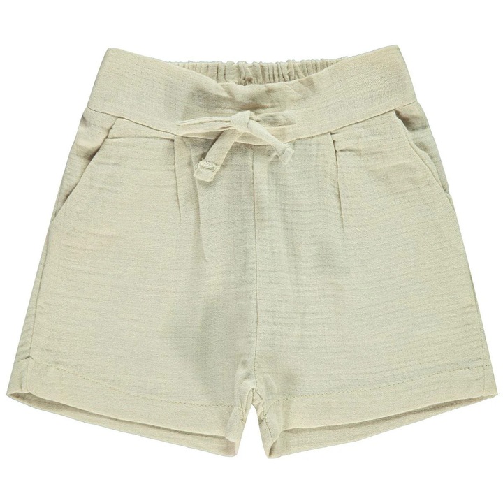 Pantaloni scurti VICTORIA pentru copii/fetite, ERAKIDS, talie elastica cu snur de ajustare, bumbac/poliester/elastan, Bej