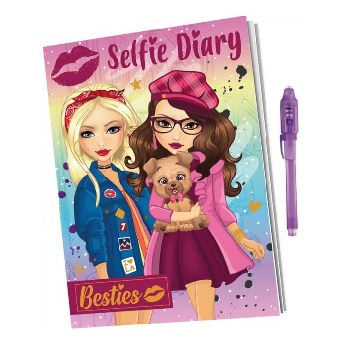 Agenda Besties Selfie 21x15 cm, 50 de file cu Stilou Magic, Grafix