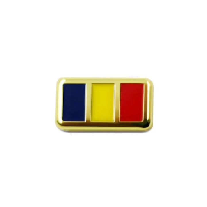 Insigna Metalica de Rever Steag Tricolor Romania, 8x4 mm, Simbol al Mandriei Nationale