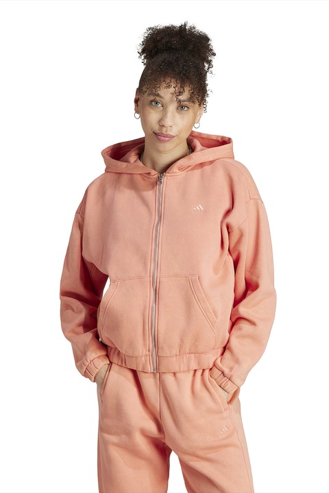 adidas Sportswear, Hanorac cu maneci cazute si fermoar, Roz somon
