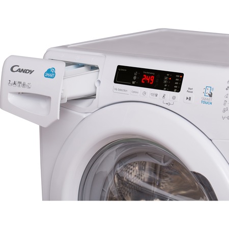 Masina de spalat slim Candy SMART CS4 1072D3/1- 40 cm, 7 kg, 1000 rpm, Clasa A+++, LED, Functii SMART prin Tehnologie NFC, Alb