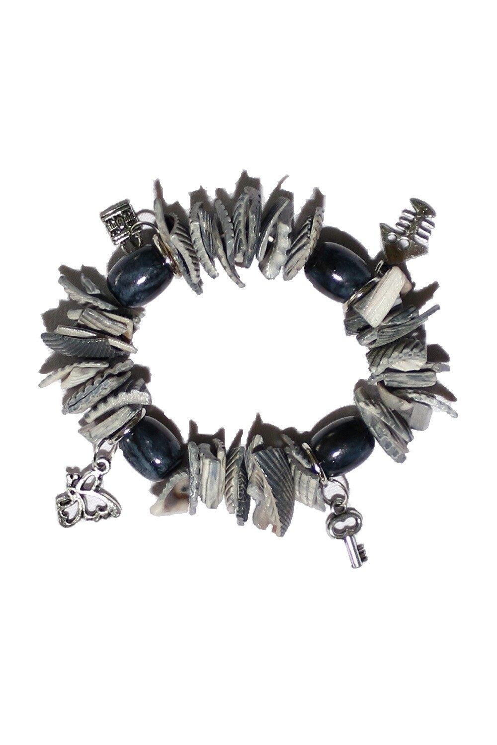 Bratara elastica, din scoici naturale, culoare negru