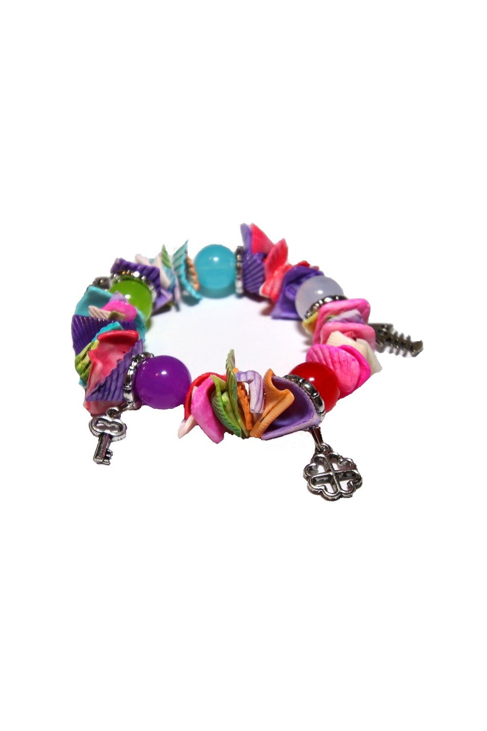 Bratara elastica, din scoici naturale, multicolora