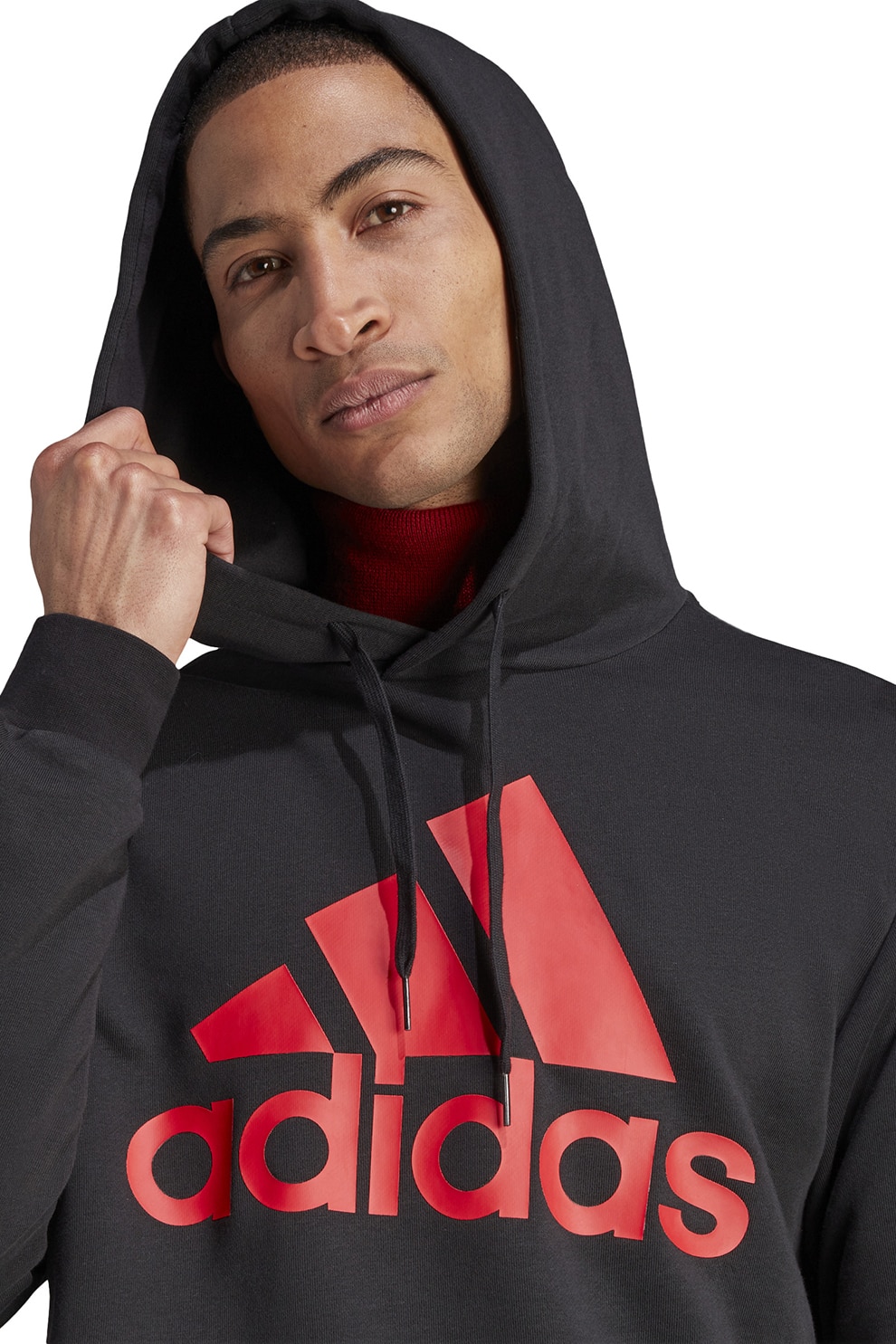 adidas Sportswear, Trening cu imprimeu logo si gluga, Rosu, Negru stins, M eMAG.ro