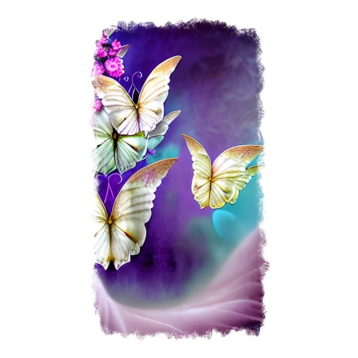 Sticker decorativ Fluturi, Mov, 85 cm, 11590ST