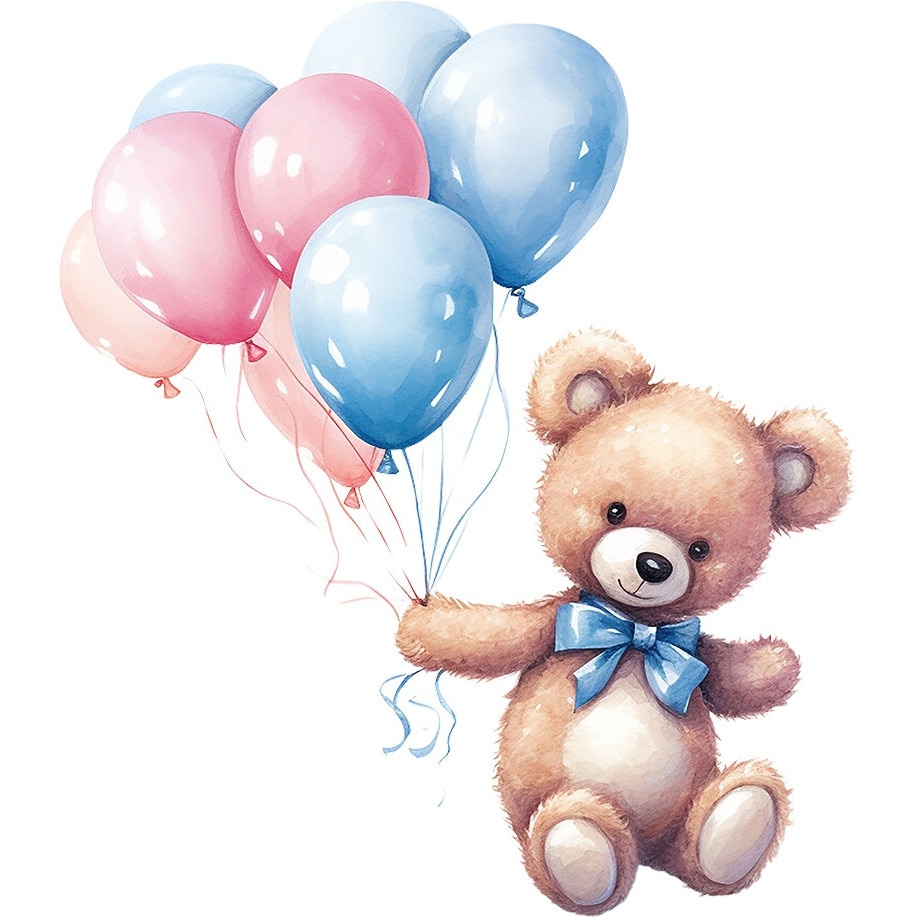 Sticker decorativ, Ursulet cu Baloane, Maro, 68 cm, 8380ST-5 - eMAG.ro