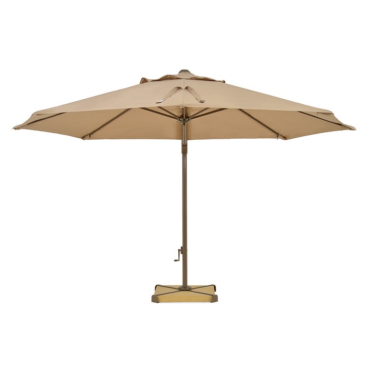 Kerek esernyő val vel hajtókar (alapot tartalmazza), Maison Mex, Atena, H 270 D 350, barna/bézs