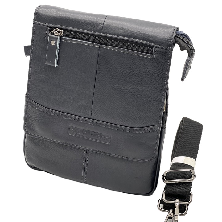 Geanta de Umar pentru Barbati, Piele Premium Naturala de Bovina, 20x23x3.2 cm, Navy