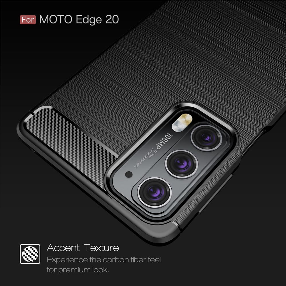 Husa pentru Motorola Edge 20 - Techsuit Carbon Silicone - Black