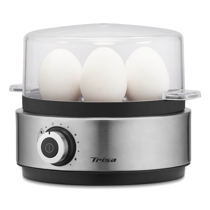 Fierbator de oua Trisa Vario Eggs 7390.7512,400 W, 7 oua, Include doua cupe de posare, Argintiu