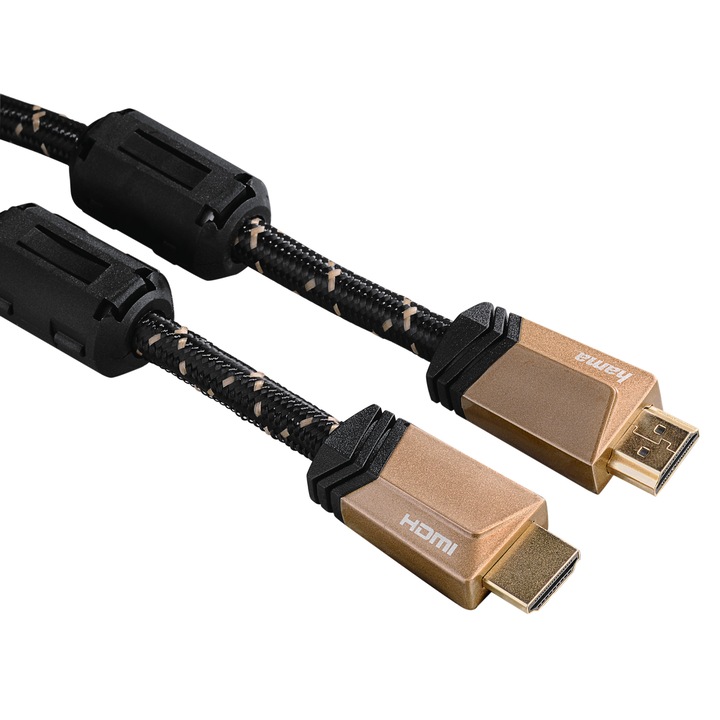 Кабел Hama High Speed HDMI, plug - plug, ферит, Ethernet, gold-plated, 1.5 м