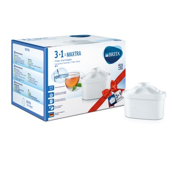 Set Filtre Brita Maxtra pentru dispozitivele de filtrare a apei, 3 buc + Gratuit 1 Filtru Set Filtre Brita Maxtra pentru dispozitivele de filtrare a apei, 3 buc + Gratuit 1 Filtru