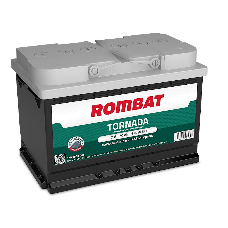 Acumulator auto Rombat 12V 70AH TORNADA 640A 278X175X190