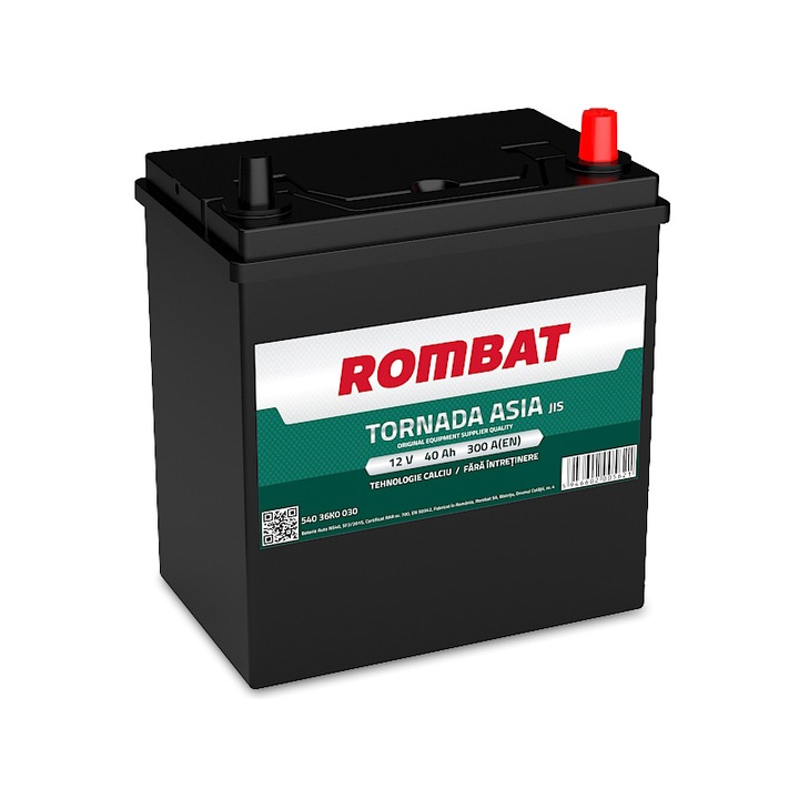 Acumulator auto Rombat 12V 40AH TORNADA ASIA 300A 196X128X224