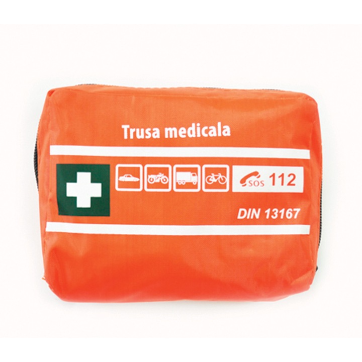 Mini trusa medicala auto de urgenta conform DIN 13167:2021, pentru autoturisme, motociclete sau camioane
