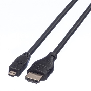 Cablu HDMI - micro HDMI High-Speed cu Ethernet Tata- Tata 2 m, Roline Cablu HDMI - micro HDMI High-Speed cu Ethernet Tata- Tata 2 m, Roline