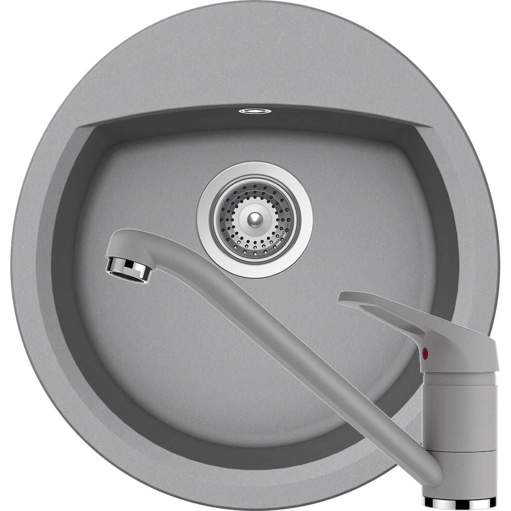 Kit chiuveta Schock Manhattan R-100 470 x 490 mm si baterie Schock Cosmo Croma Cristalite