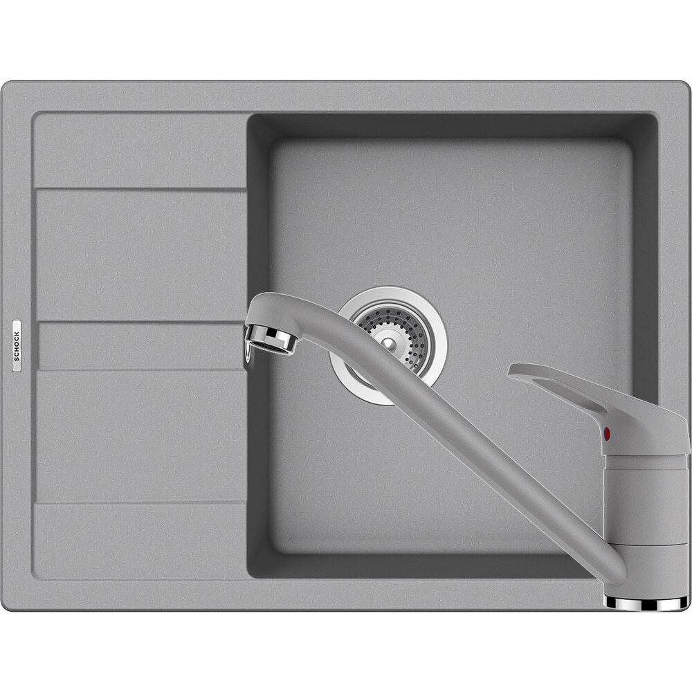 Kit chiuveta Schock Ronda D-100L 650 x 500 mm si baterie Schock Cosmo Croma Cristalite