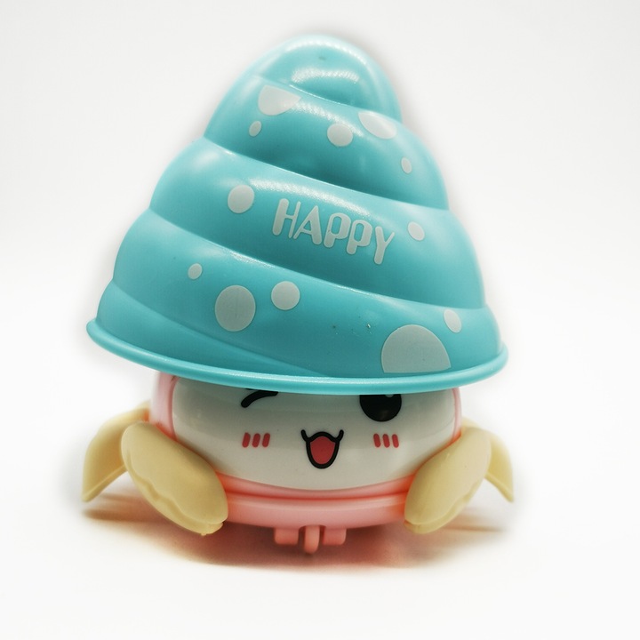 Jucarie Crab cu mecanism, apesi pe el si fuge, 12 cm, albastru, VisionXXI