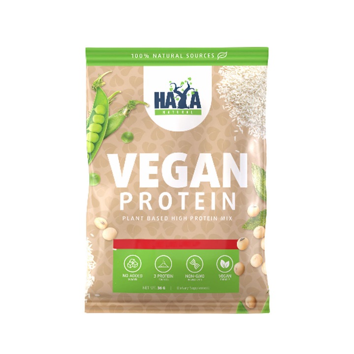 Proteine ​​vegane, Haya Labs, Vegan Protein, Latte Macchiato, 36 Grame