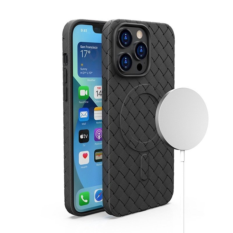 Husa Telefon, Hurtel, Magsafe Woven, TPU, Pentru iPhone 15 Pro, Negru