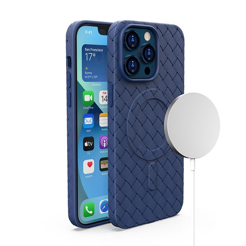 Husa Telefon, Hurtel, Magsafe Woven, TPU, Pentru iPhone 15 Pro, Albastru