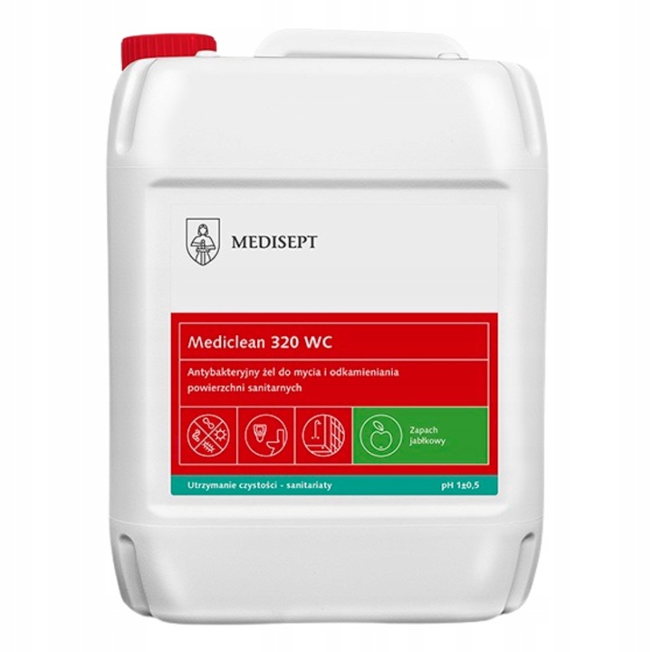 Mediclean 320 WC Gel Antibacterian, 5 Litri, cu Parfum de Mar, pentru Curatarea si Detartrarea Eficienta a Suprafetelor Sanitare, Elimina Bacterii si Calcarul