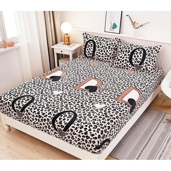 Husa de pat dublu si fete de perne, Cocolino, Animal Print, 3 piese, 2 persoane, 180x200cm, Multicolor