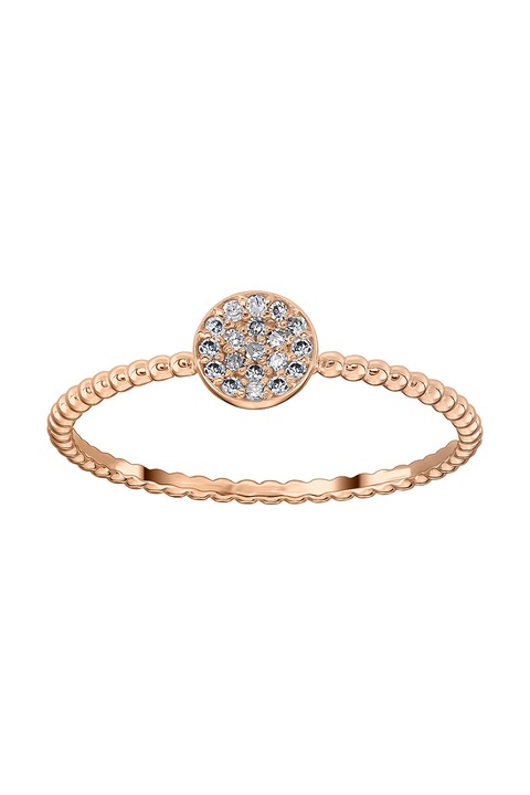 D Diamond, Inel din aur rose de 14K cu 19 diamante, Transparent, G, Auriu rose, 54 mm