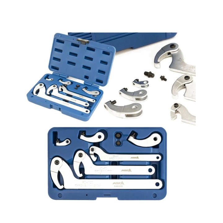 Set chei tip carlig, reglabile 35-120 mm, 8 piese, Asta