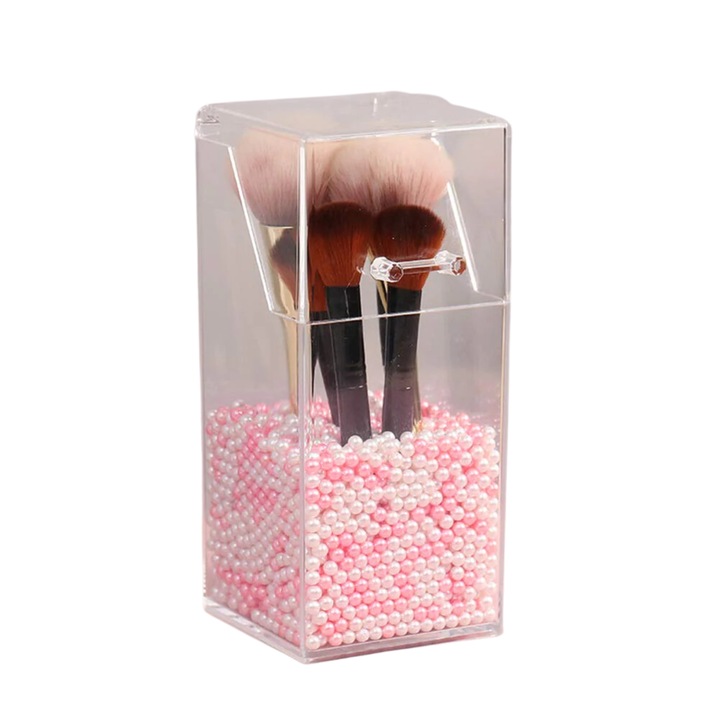 Organizator pensule cosmetice din acril, accente colorate