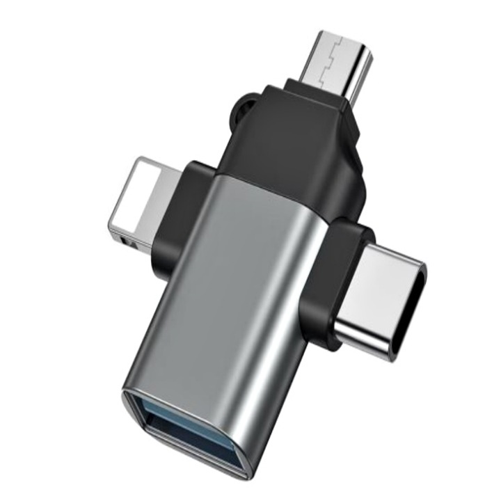 OTG адаптер, Micro-USB и Type-C конектор тип USB 3.0, малък и преносим, черен, Atlas