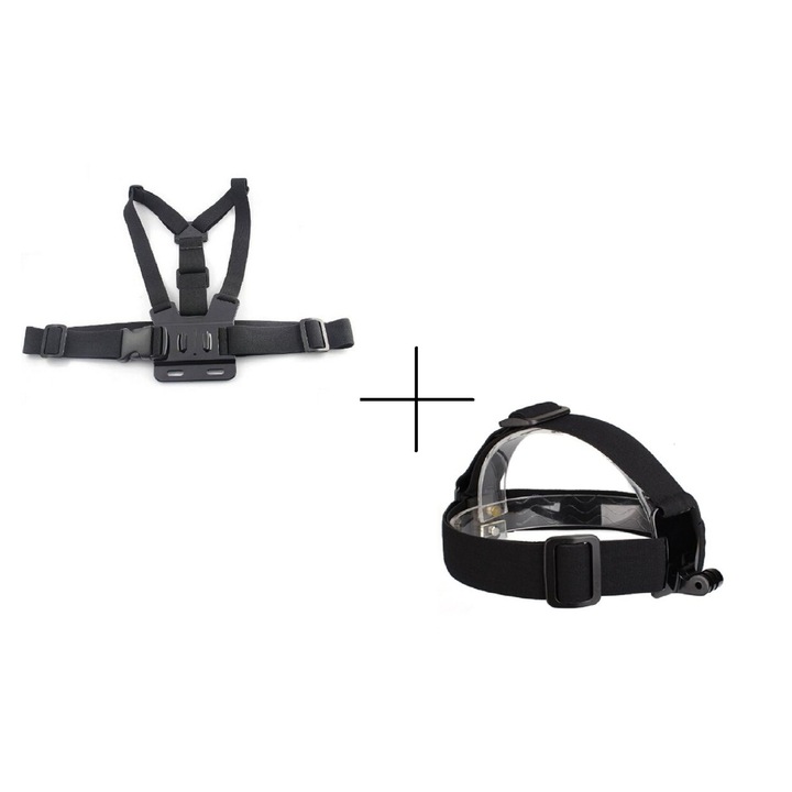 Система за монтиране на гърдите + система за монтиране на глава за спортни видеокамери GoPro 1 2 3 3+ 4 5 6 7 8 9 10 11 Sesion Mini, DJI лента за глава + монтиране на гърдите