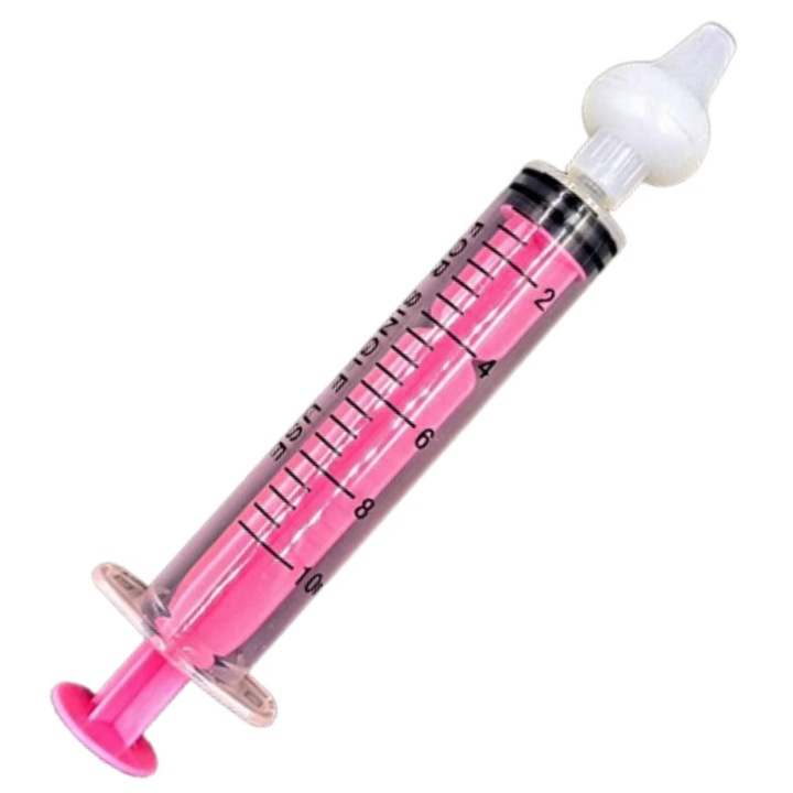 Irigator Nazal tip Seringa pentru Spalarea Nasului, Curatare Sinusuri si Decongestie Nazala, MEDILOGIC™, pentru Bebelusi, Copii si Adulti, 10 ml, Roz