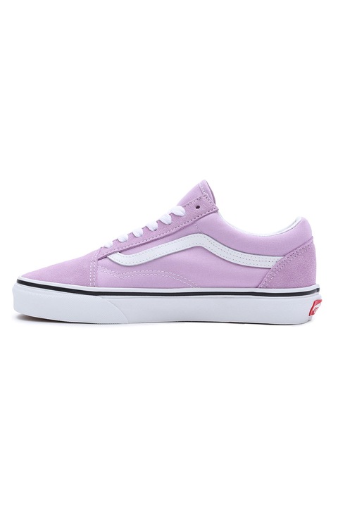 Vans, Pantofi sport de piele intoarsa si panza Old Skool, Alb, Lila, 6.5