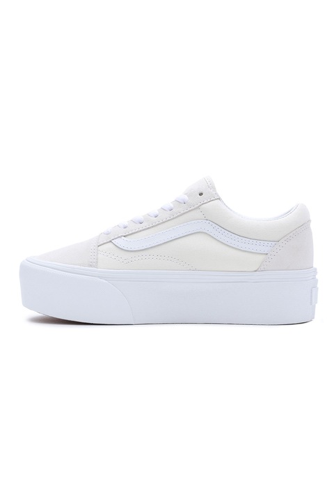 Vans, Pantofi sport flatform de piele intoarsa si piele Old Skool, Alb, 38