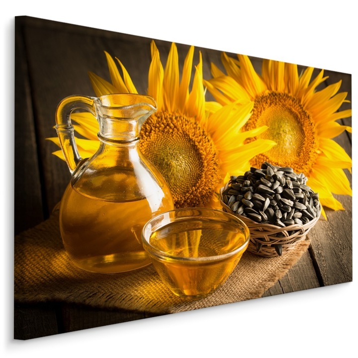 Tablou pentru Bucatarie florile-soarelui Flori Seminte 90x60cm Canvas, Decorarea peretelui, Design modern