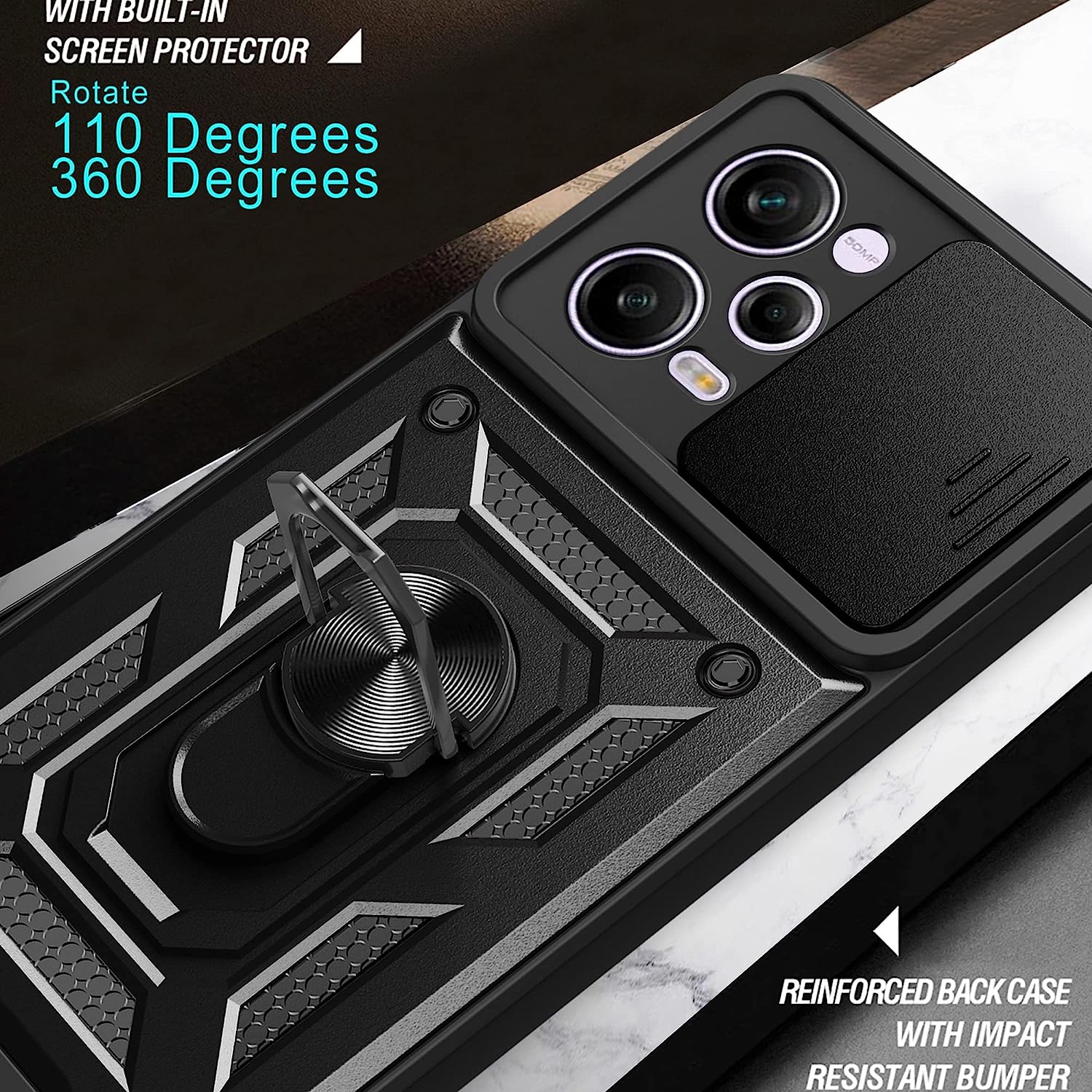 Husa pentru Xiaomi Redmi Note 12s 4G armor slide camera negru