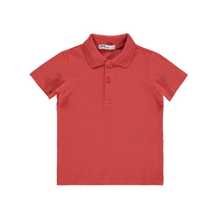 Sima póló ing bordás gallérral gyerekeknek/fiúknak, ERAKIDS, 100% prémium pamut, Korallszín