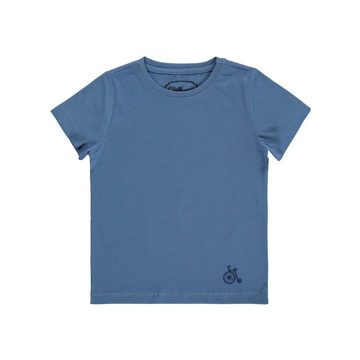 Puha sima póló nyakkivágással gyerekeknek/fiúknak, ERAKIDS, 100% prémium pamut, Királykék