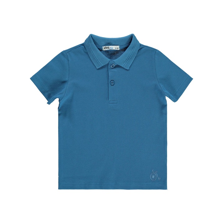 Sima póló ing bordás gallérral gyerekeknek/fiúknak, ERAKIDS, 100% prémium pamut, Királykék