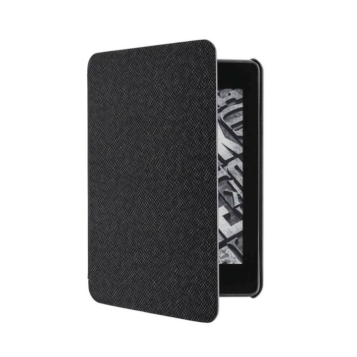 Husa de protectie flip cover compatibila cu Kindle Paperwhite 4, material textil, Gri