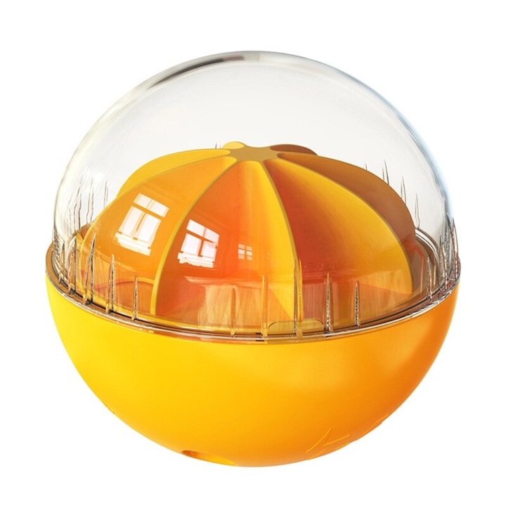 Interaktív játék macskáknak/kutyáknak jutalommal, formázott labda, hanggal, narancssárga