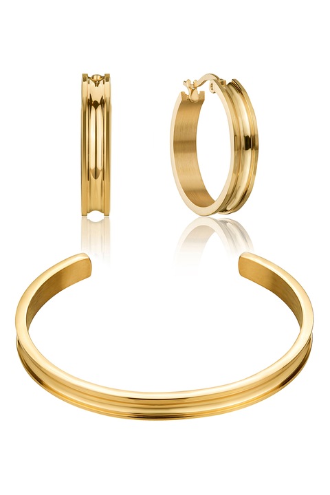 Isabella Ford, Set de cercei rotunzi si bratara rigida, Auriu