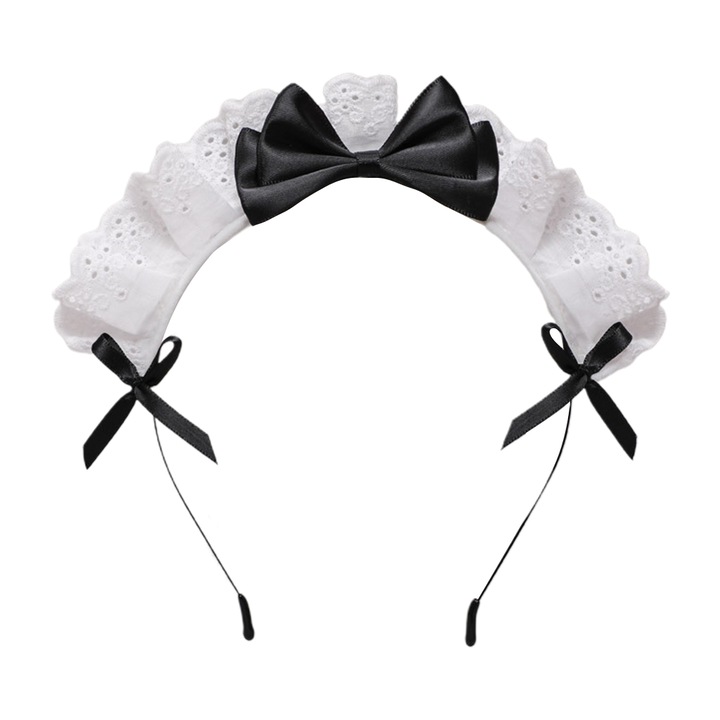 Bentita costum servitoare, 20x18cm, Alb/Negru