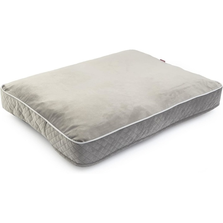 Легло за куче и котка, XL 100 x 75 x 12 см, сиво, имитация на велур и кадифе